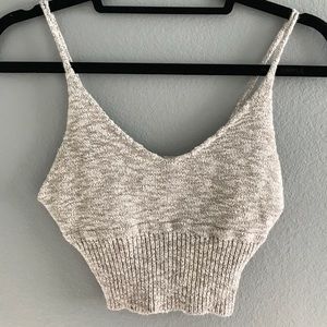 Cute oatmeal woven crop top